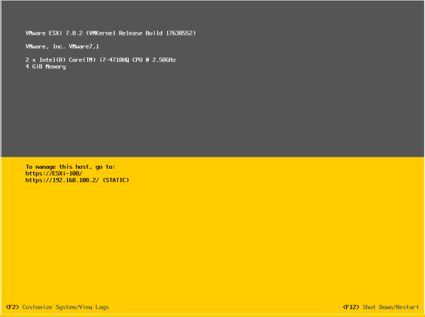 VMware esxi 7.0U2 之IP配置